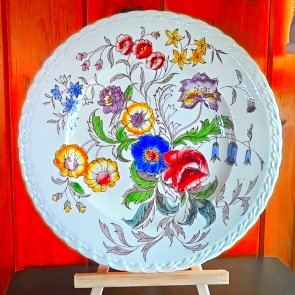California Pottery Vernon Kilns Hand Painted May Flower Chop Plate